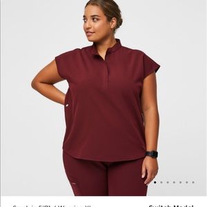 FIGS burgundy Nepal jogger and Rafaela set
